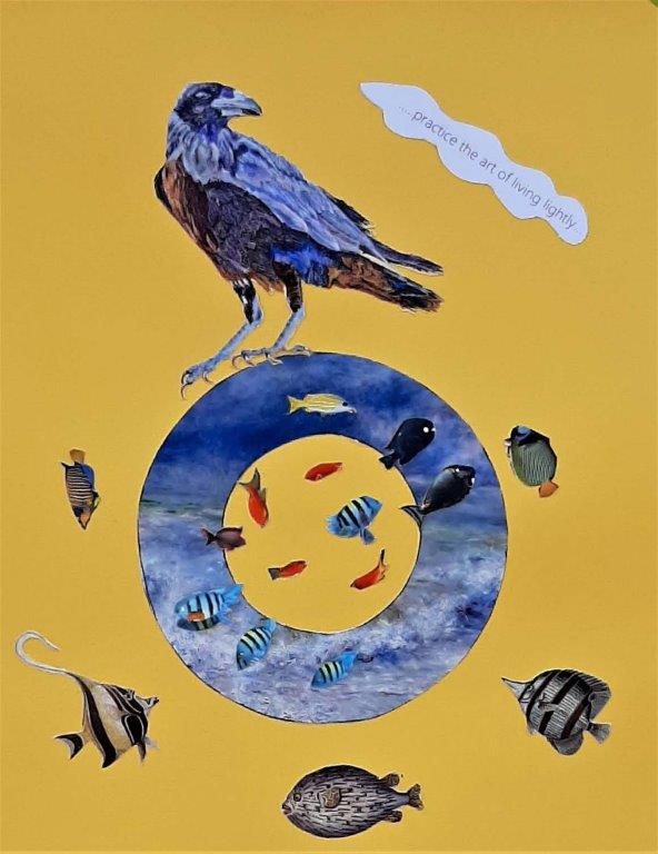 Alison Keenan_Avian Fables 3_Practise the art of living lightly_8 x 11 inches_mixed media