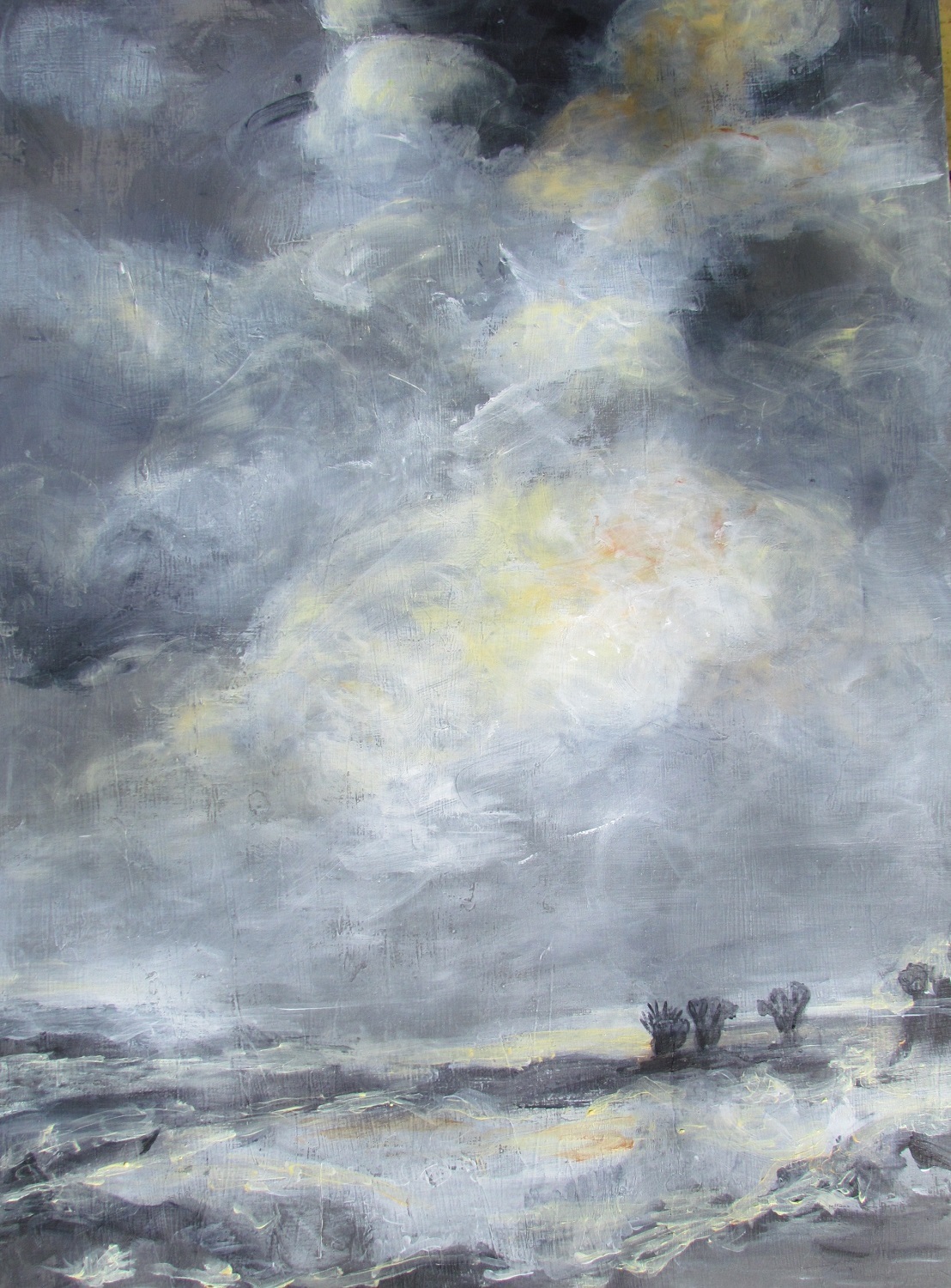 Fraser River Night Storm 1 Acrylic on Panel 2ft x 26 inches