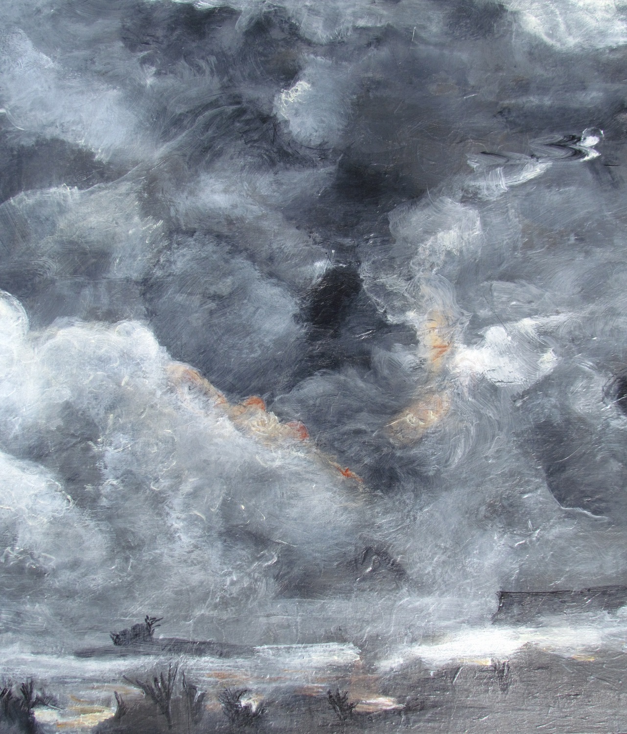 Fraser River Night Storm 2 Acrylic in Panel 18 inches x 18 inches